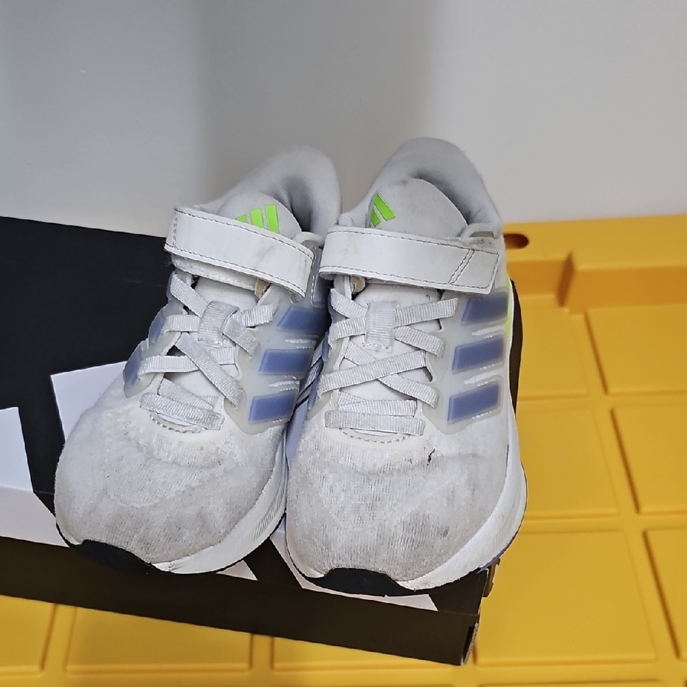 Adidas Kids White and Blue Shoes